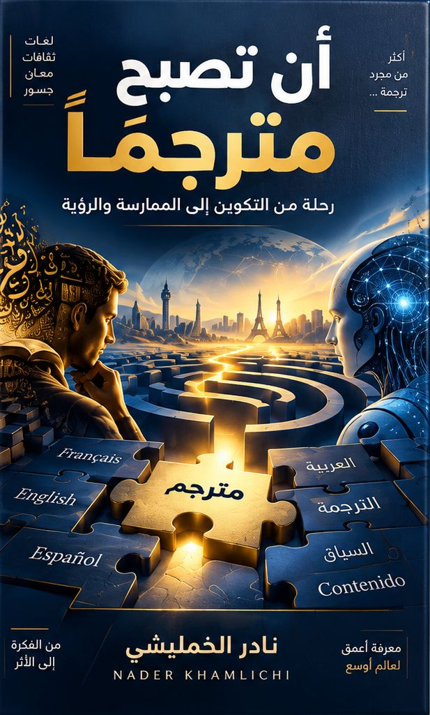 الغلاف الكحلي لكتاب أن تصبح مترجمًا — نادر الخمليشي